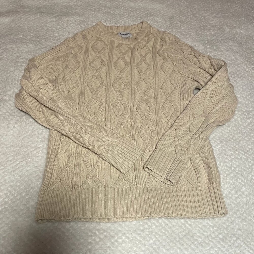 Goodfellow cream cable knit sweater mens size small